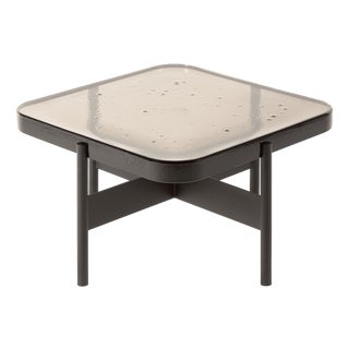 Alwa Square Two Big Side Table with Smoky Grey Top and Black Base by Sebastian Herkner for Pulpo For Sale