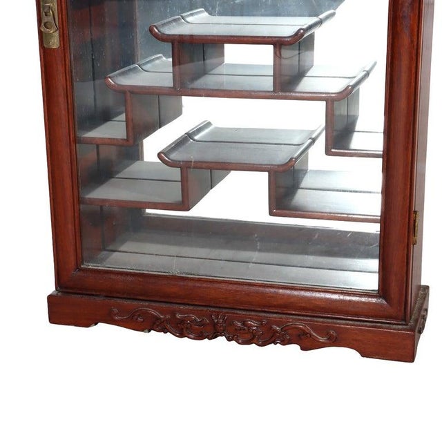 Wood Antique Chinese Mahogany Netsuke Enclosed Display Cabinet C1930 For Sale - Image 7 of 14