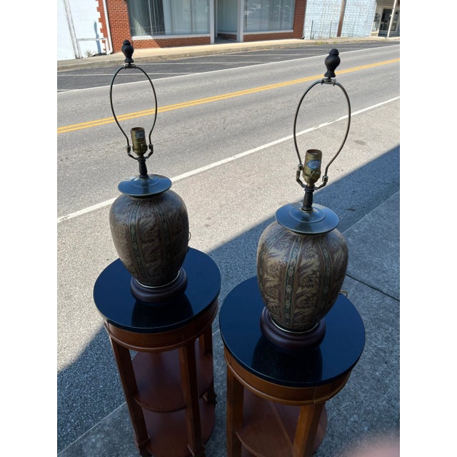 1990s Wood Base Ginger Jar Lamps - a Pair For Sale - Image 9 of 9