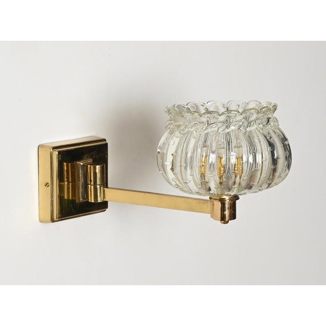 Large Adjustable Murano Glass and Brass Flower Sconces from Barovier, Italy, 1940s, Set of 2 For Sale - Image 6 of 18