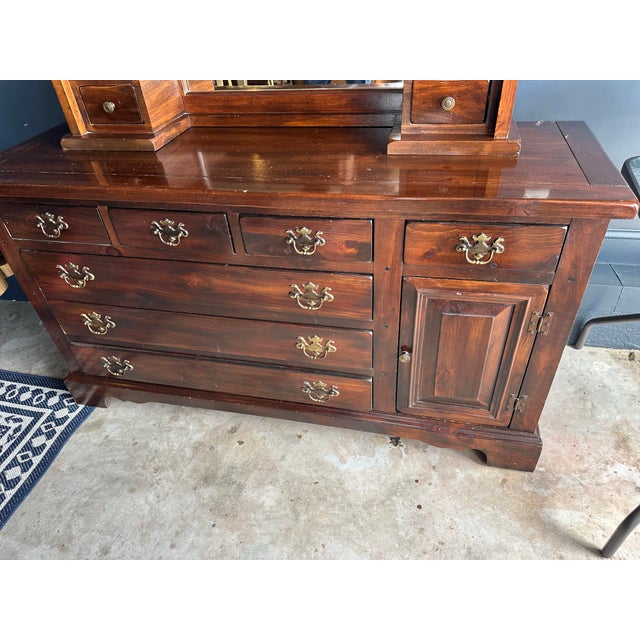 Sears Vintage Sears Open Hearth 2-Piece Bedroom Set - Dresser With Hutch & Lingerie Chest For Sale - Image 4 of 12
