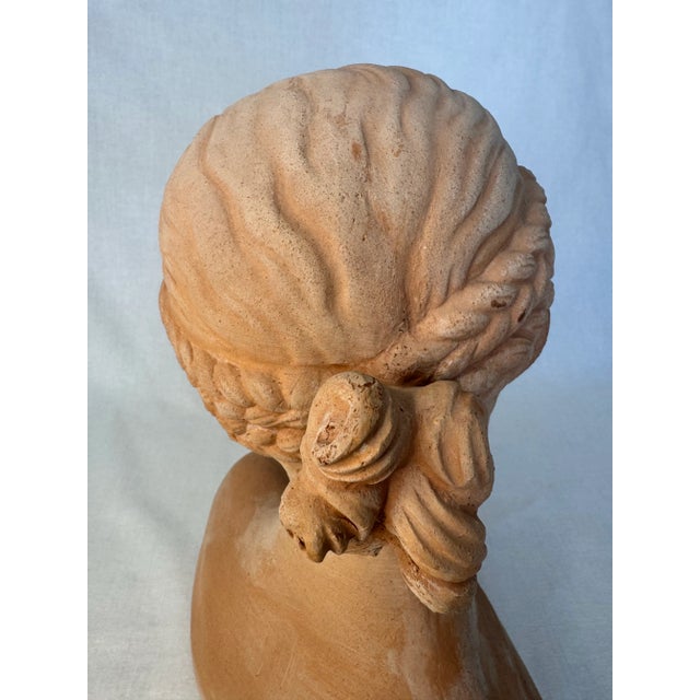 Vintage French Neoclassical Terra Cotta Female Bust, "La Rieuse" Styled afterJean Baptist Pigalle For Sale - Image 9 of 10