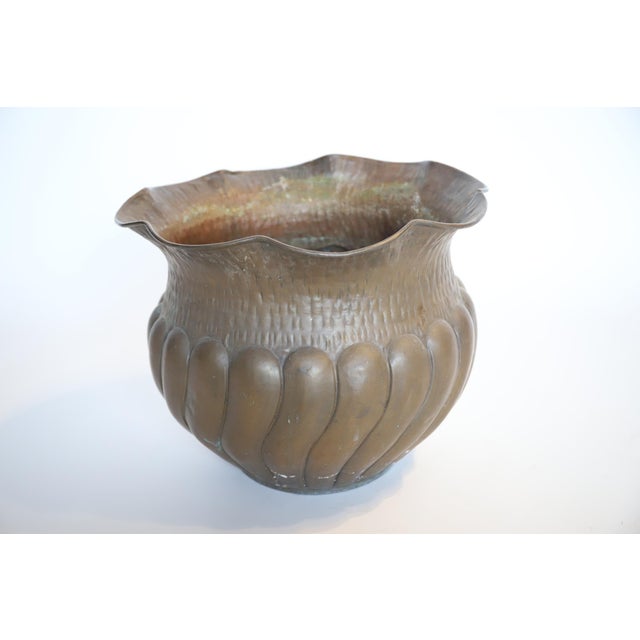 Mid 20th Century Italian Brass Hammered Planter Pot For Sale - Image 10 of 15