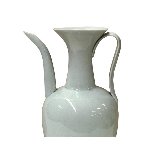 Chinese Porcelain Light Celadon White Plain Minimalistic Art Vase For Sale In San Francisco - Image 6 of 8