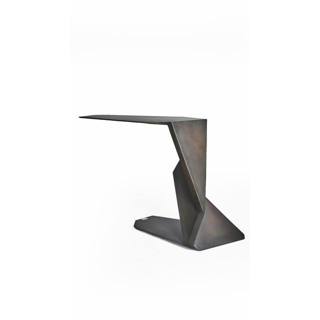 Samotrax Console Table with Anti-Flex Metal Core and Aluminium Plates by Orfeo Studio For Sale - Image 9 of 13