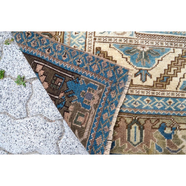 Vintage Soft Blue Turkish Rug For Sale - Image 4 of 11