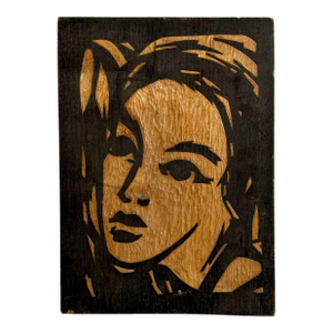 Vintage Modern Wood Carved Portrait