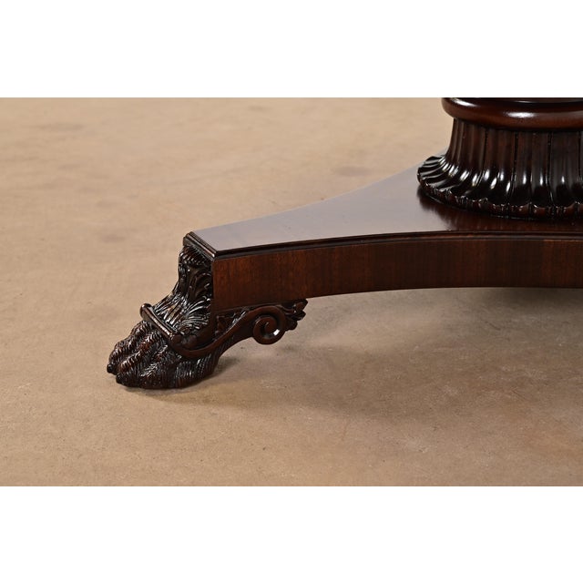 Brown Kindel Furniture Neoclassical Banded Oak Pedestal Center Table or Breakfast Table For Sale - Image 8 of 11