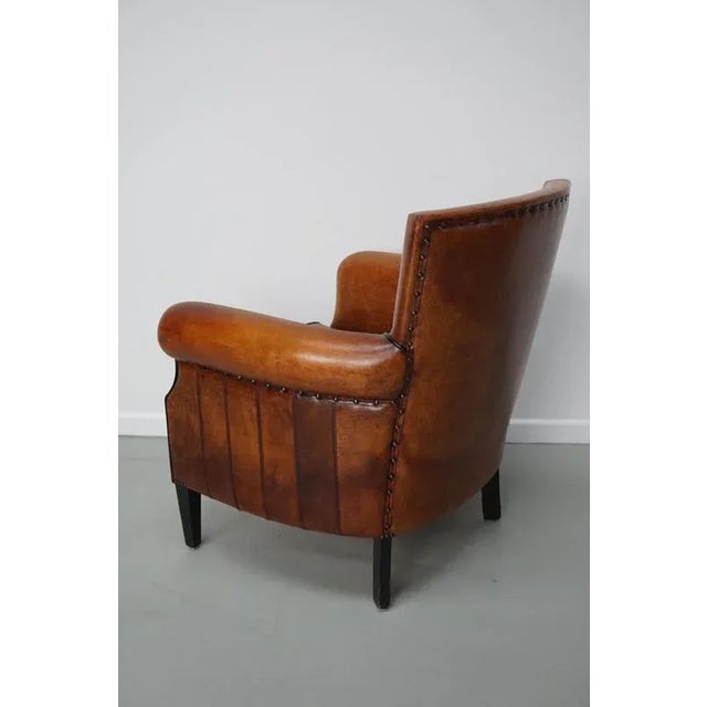 Brown Vintage Dutch Club Chair in Cognac Colored Leather For Sale - Image 8 of 14