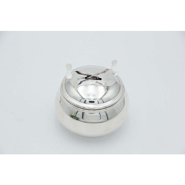 Spherical Sugar Bowl in Silver For Sale - Image 5 of 5