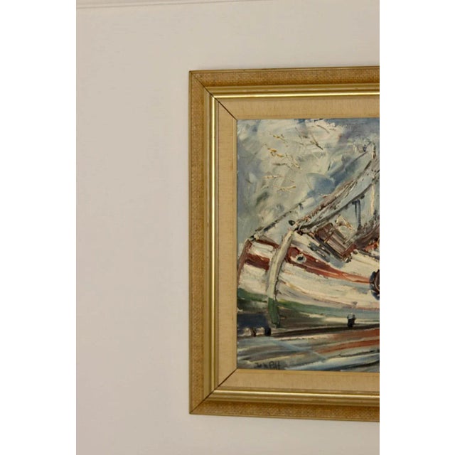 Alf Johanson, Harbour, 1960s, Oil on Canvas, Framed For Sale - Image 9 of 11