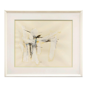 Motke BlumIsraeli Modernist Abstract Expressionist Mixed Media Painting White on White