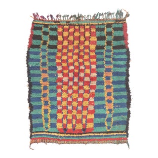 Vintage Azilal Boucherouite Moroccan Rug, 04'06 X 05'06 For Sale