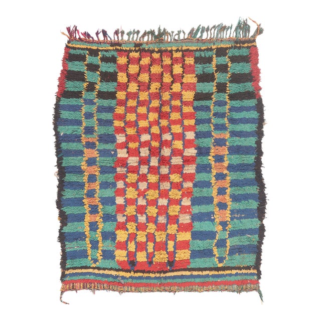 Vintage Azilal Boucherouite Moroccan Rug, 04'06 X 05'06 For Sale