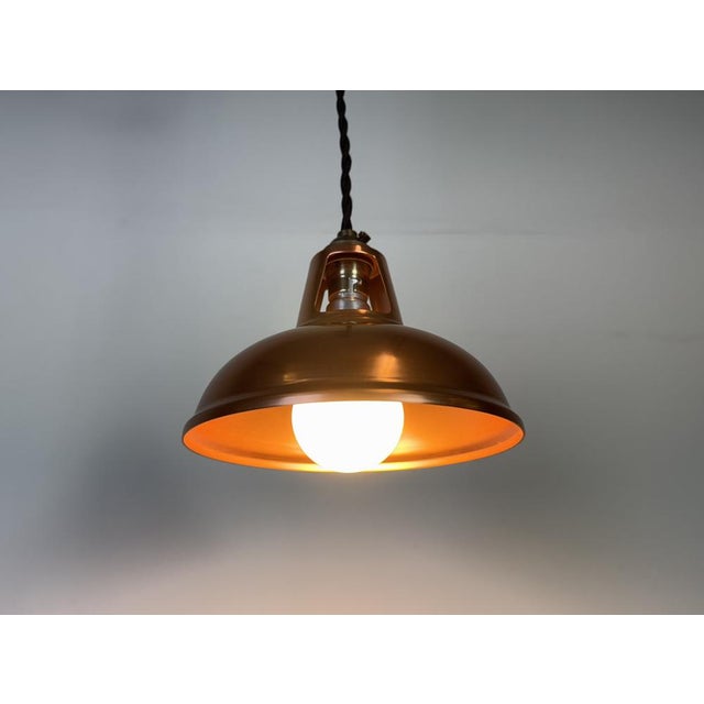 Vintage Industrial Copper Ceiling Lamp For Sale - Image 9 of 16
