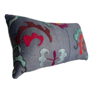 1900s Hand-Embroidered Suzani Pillow For Sale