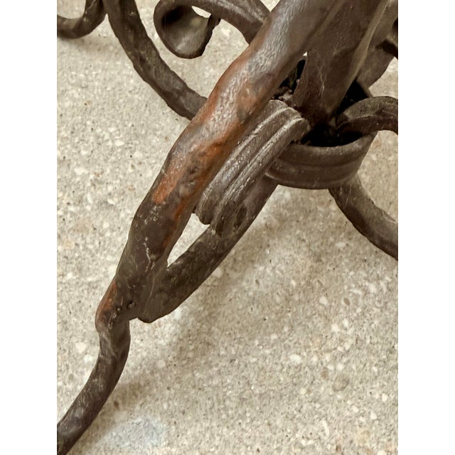 Vintage Spanish Revival Wrought Iron Hand-Forged Spiral Candlestick For Sale In San Antonio - Image 6 of 12