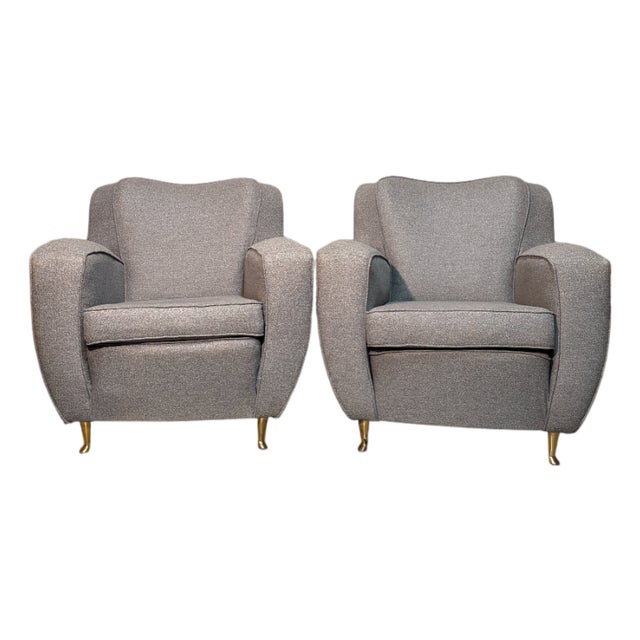 Grey Armchairs, 1970s, Set of 2 For Sale