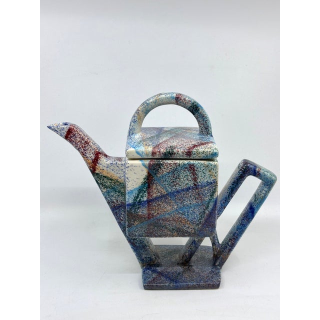Ceramic 1990s Postmodern Multi Color Tea Pot by Charles Nalle For Sale - Image 7 of 11