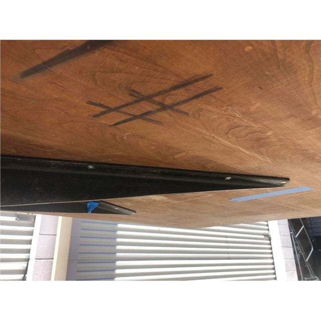 Brown 1980s Attributed to Florence Knoll Mid Century Modern Chrome Dining Conference Table For Sale - Image 8 of 8