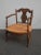 French Country Vintage French Country Low Profile Brown Rush Accent Chair For Sale - Image 3 of 13