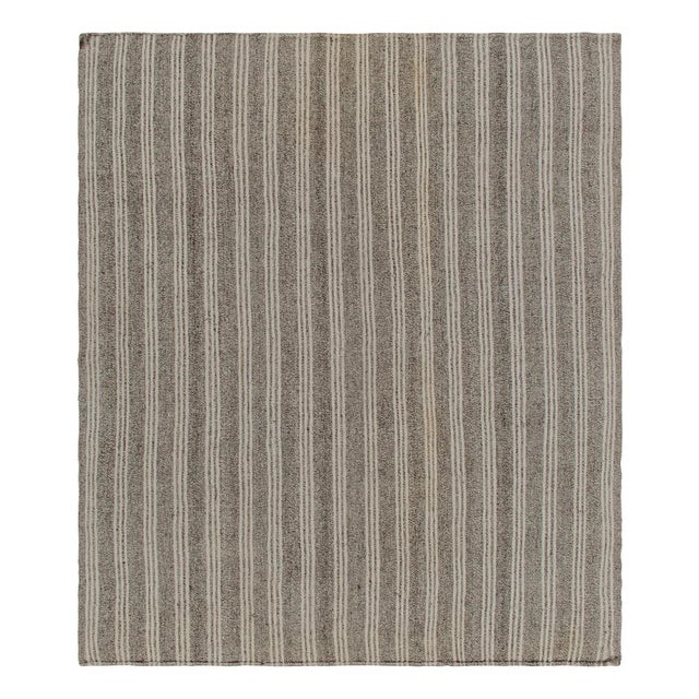 Textile Vintage Striped Kilim in Gray Striations, Salt and Pepper Colors For Sale - Image 7 of 7