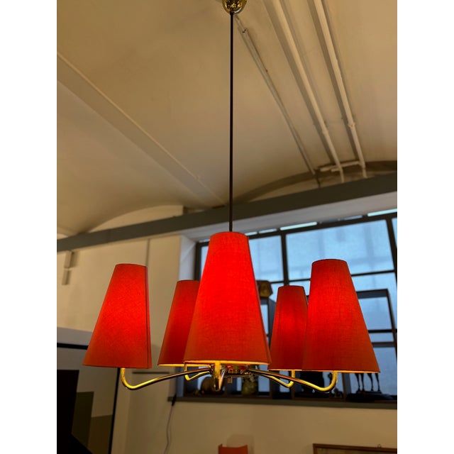 Mid-Century Modern Chandelier in Brass, 1960s For Sale - Image 11 of 12