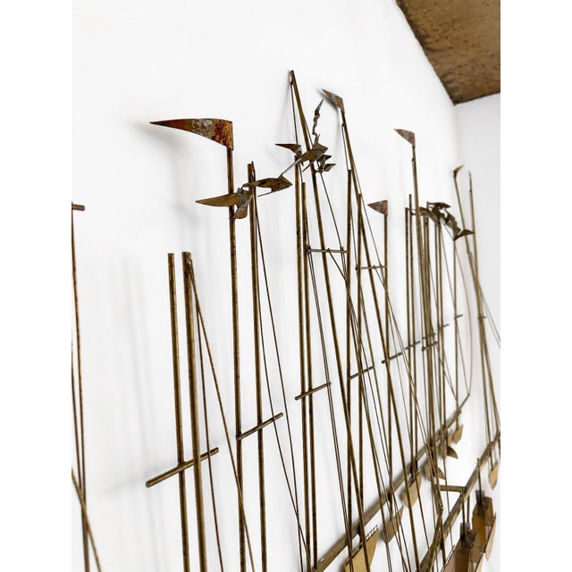 1970s Signed CurtisJeré/Artisan House Harbor Sailboats Wall Sculpture, 1979, Mid-Century Modern For Sale - Image 5 of 8
