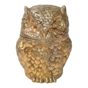 1940s Gold-Plated Mauro Manetti Insulated Owl Ice Bucket Mid-Century Modern Italy