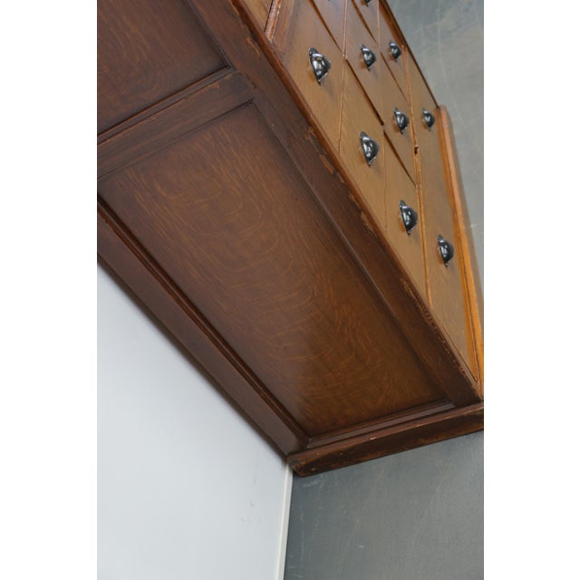 Brown Vintage Dutch Faux Oak Paint Pine Bank of Drawers For Sale - Image 8 of 17