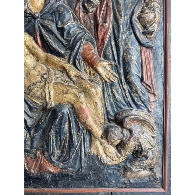 Polychrome Papier-Mâché Depicting the Deposition of Christ with Wood, 1600s For Sale - Image 17 of 18
