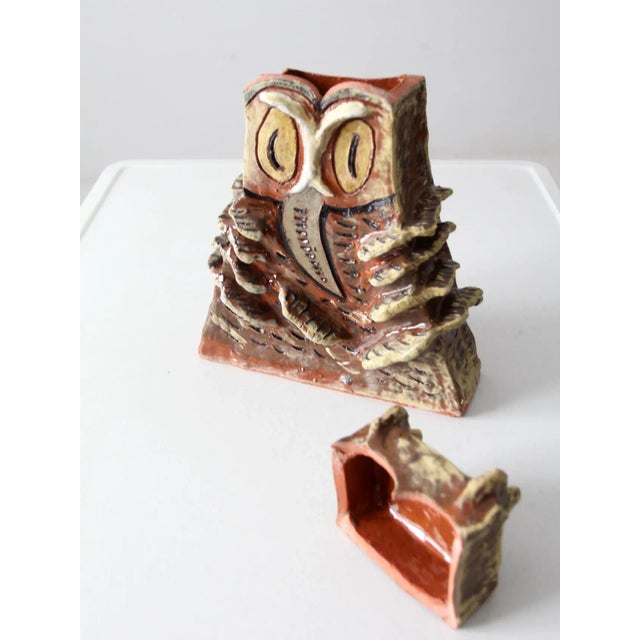 Vintage Clare Holmberg Studio Pottery Owl Jar For Sale - Image 10 of 13