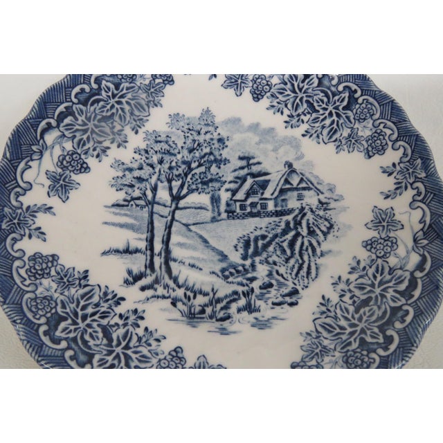 Late 20th Century Churchill the Brook Blue White Dessert Plates Saucers 2pc Fine China Pair 4803b For Sale In Miami - Image 6 of 14