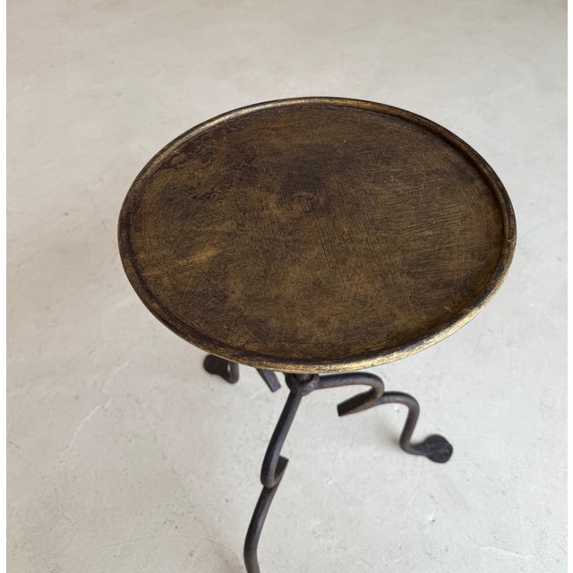 2020s Vintage-Inspired Spanish Iron Drinks Table on a Tripod Base For Sale - Image 5 of 10