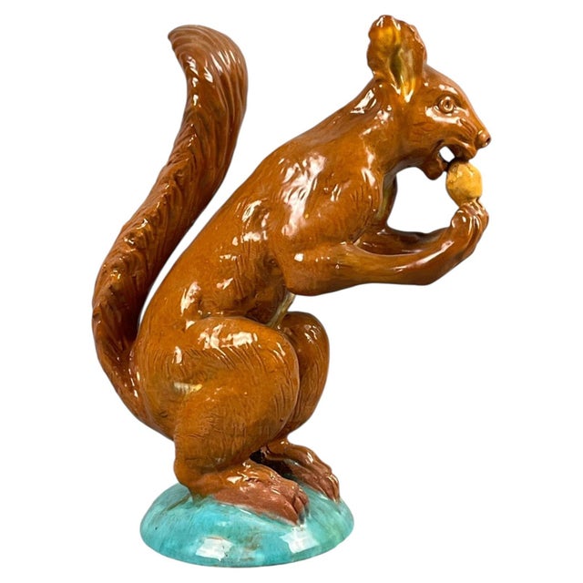 French Country Large Terracotta Majolica Squirrel Bavent Normandy For Sale - Image 3 of 5