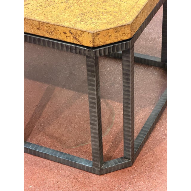 French Modern Style Cork-Top Cocktail Table with Wrought Iron Base, France For Sale - Image 11 of 15
