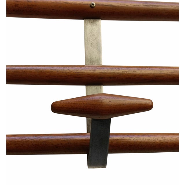 Wood and Chrome-Plated Metal Wall Coat Rack, Italy, 1960s For Sale - Image 4 of 6