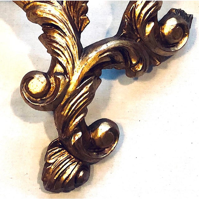 Antique Hand-Carved Gilt Wood Console - Wall Mount - Faux Marble Top For Sale - Image 10 of 12