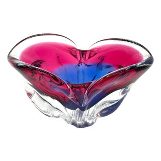 Mid 20th Century Art Glass Bowl Attributed to Josef Hospodka Czechoslovakia For Sale