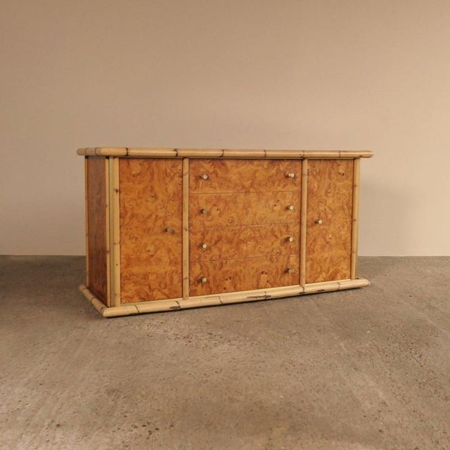 Vintage Burl Bamboo Sideboard, 1980s For Sale - Image 15 of 15