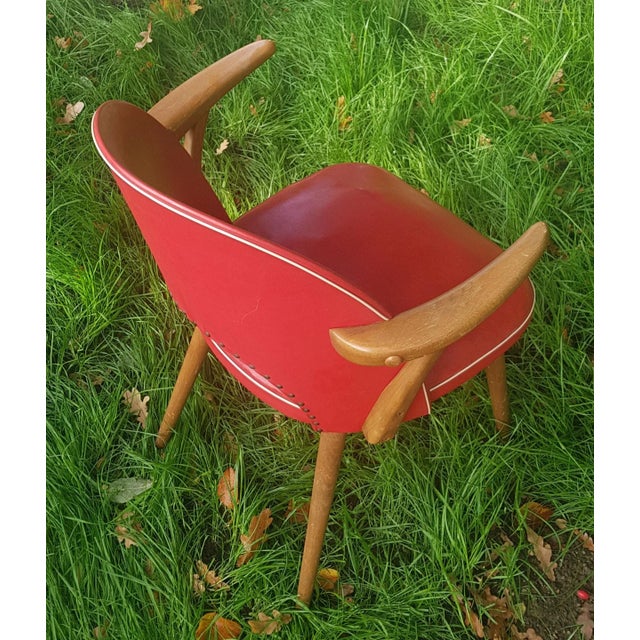 1950s Red 50s Rockabilly Chair with Armrests, 1950s For Sale - Image 5 of 6