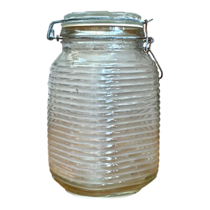 Vintage Ribbed Glass Storage Jar