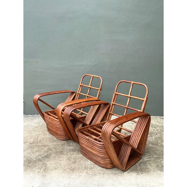 Vintage Paul Frankl Six Strand Rattan Lounge Chairs - A Pair For Sale In West Palm - Image 6 of 11