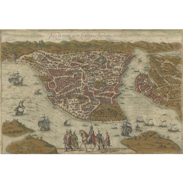 Red View of Istanbul Map, 1572 For Sale - Image 8 of 11