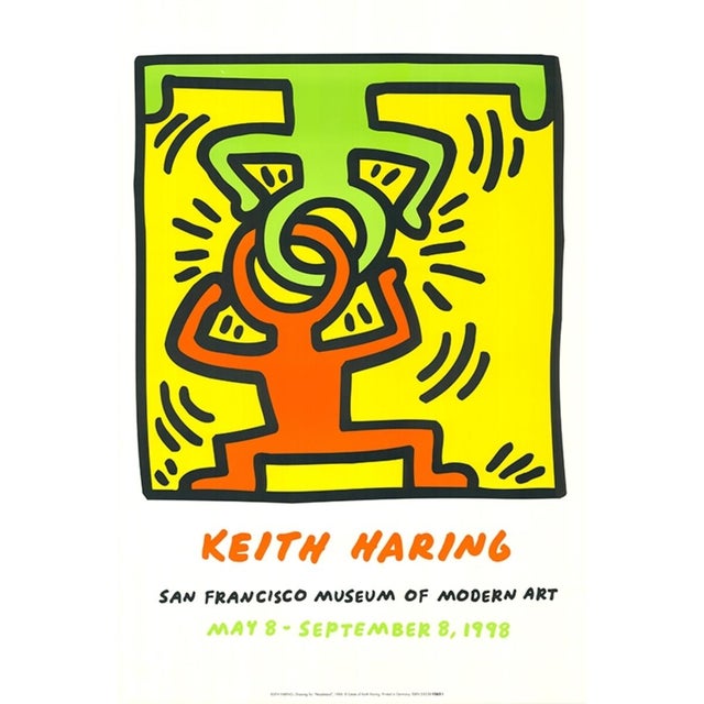 Keith Haring at San Fransisco Museum of Art Exhibition Poster, 1988, in Flawless conditions. Designed 1980 to 1989 This...