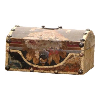 French Aubusson Tapestry Bombé Jewelry Box Signed Jacques Lamy For Sale