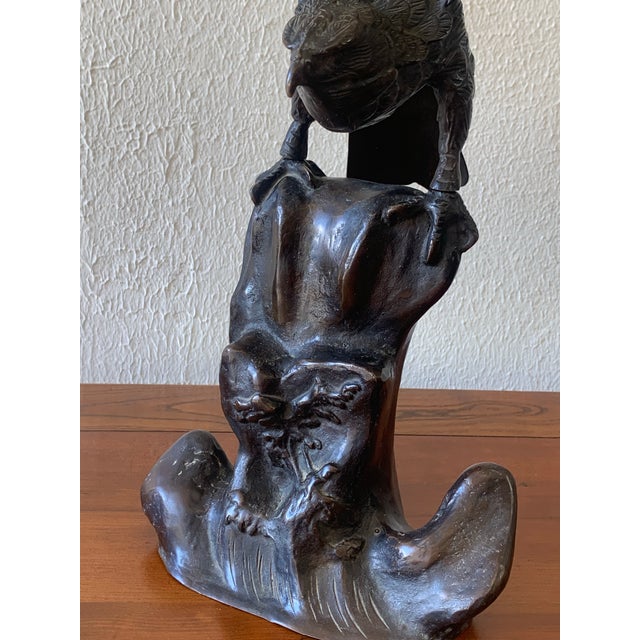 Antique Japanese Cast Iron Hinged Wing Eagle Sculpture For Sale In San Francisco - Image 6 of 11