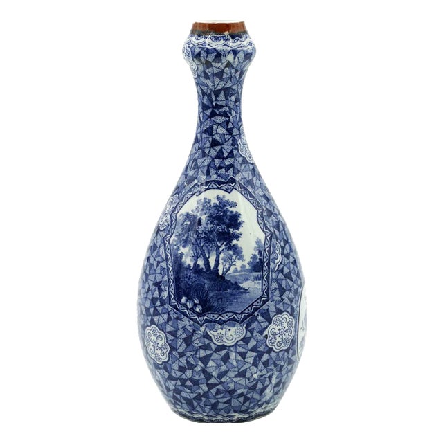 Ceramic Blue Vase by Franz Anton Mehlem, 19th Century For Sale