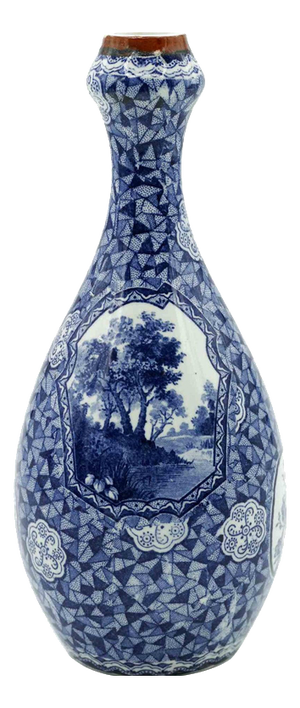 Ceramic Blue Vase by Franz Anton Mehlem, 19th Century