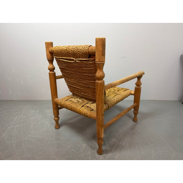 Beech Easy Chair with Sisal Rope Wickerwork, 1960s For Sale - Image 9 of 11